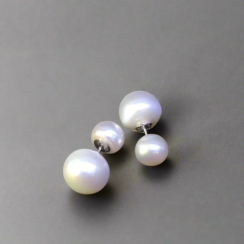 Selene Pearl Earrings—classic sterling silver and freshwater pearl studs for timeless style.