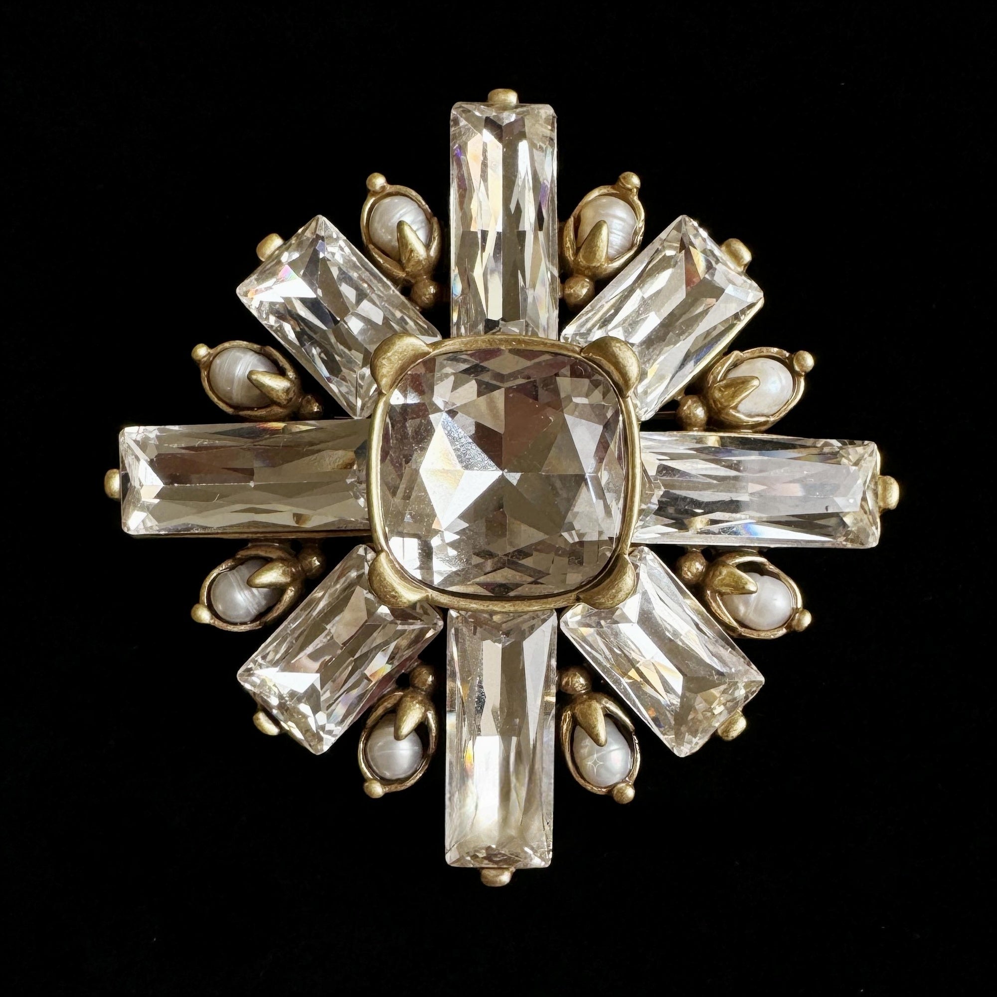Rock Sugar Vintage Brooch with Freshwater Pearls