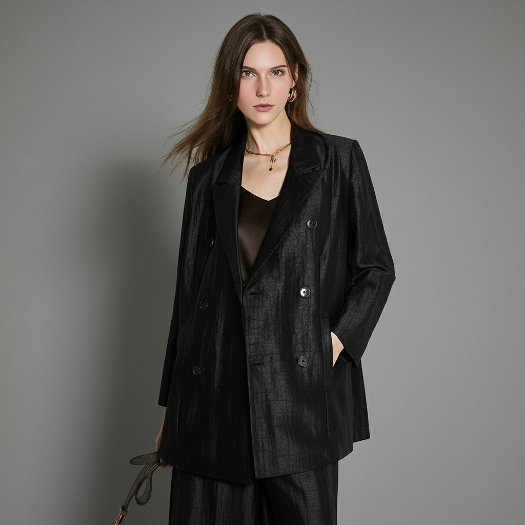 silk suit black​