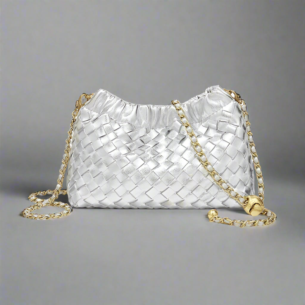 silver leather travel crossbody bag
