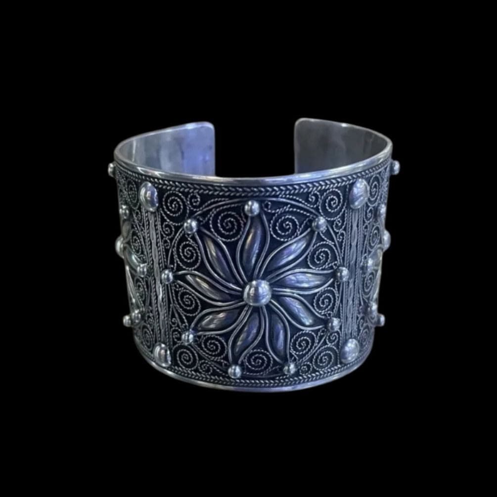 Fleur Hand-Engraved Sterling Silver Cuff