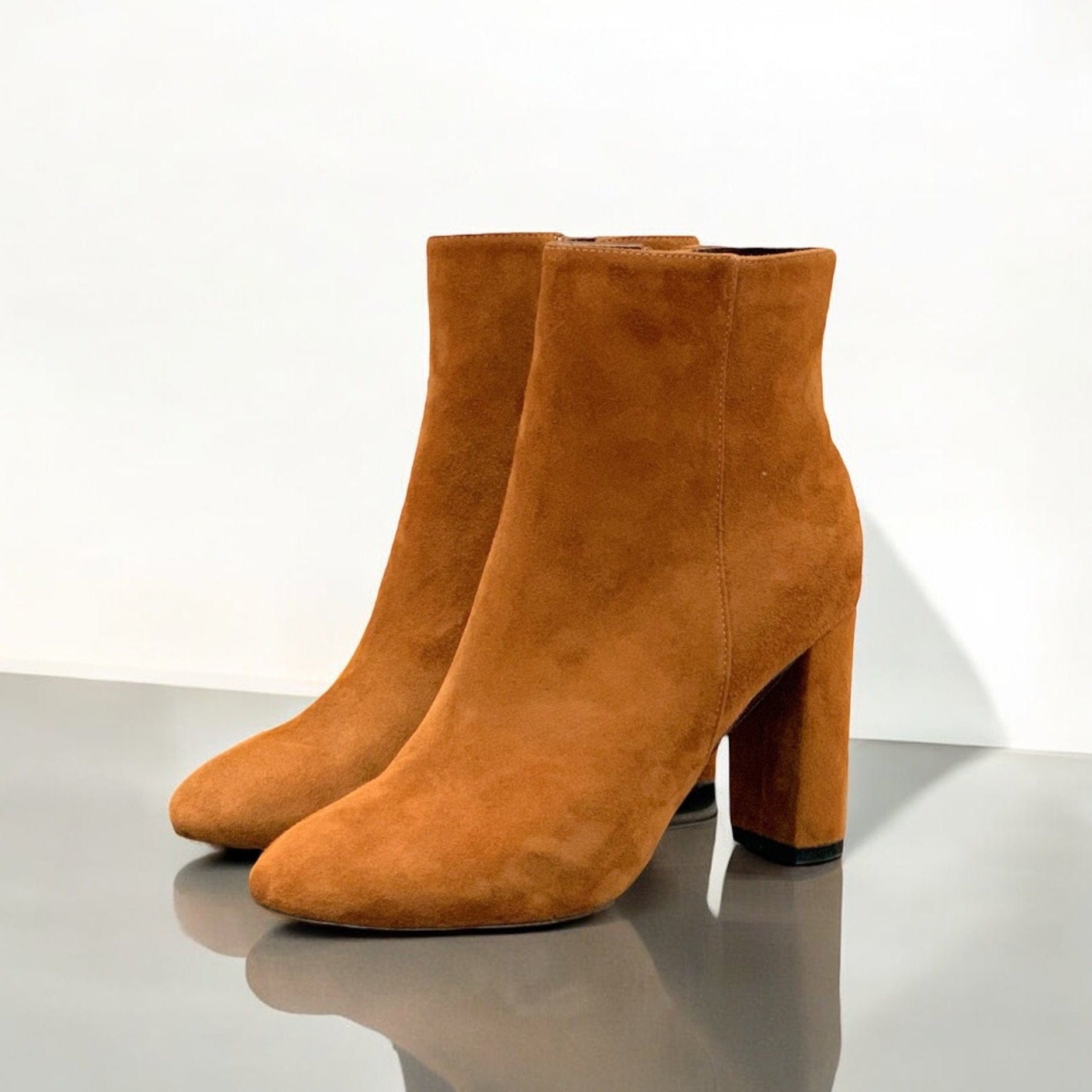 Suede block heel boots