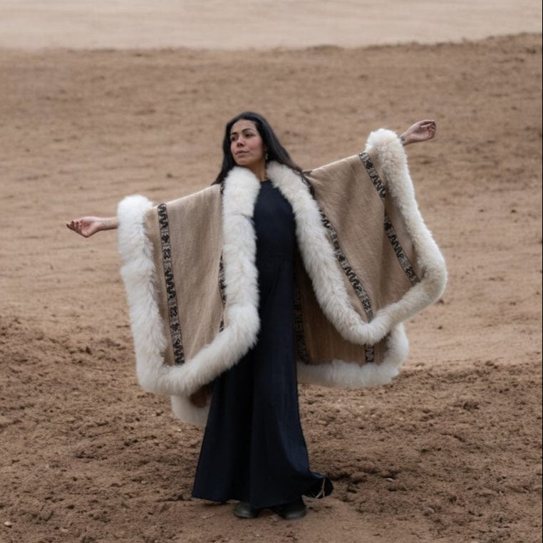 Tan Baby Alpaca Wool Cape