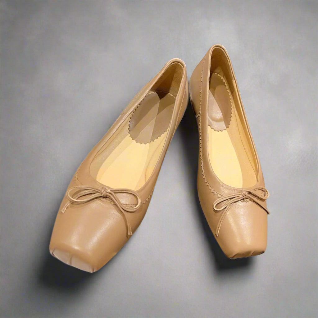 Tan Leather Ballet Flats