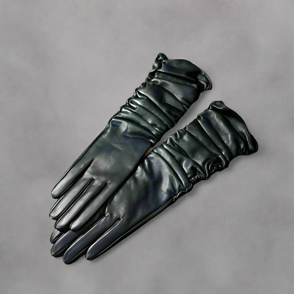 Jet Long Sheepskin Leather Gloves
