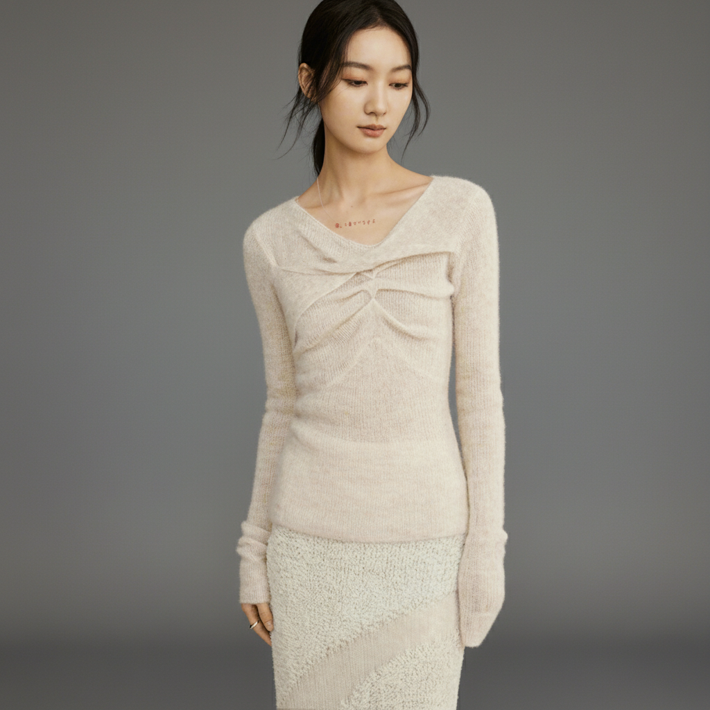Twisted Alpaca-Wool Blend Knit Sweater