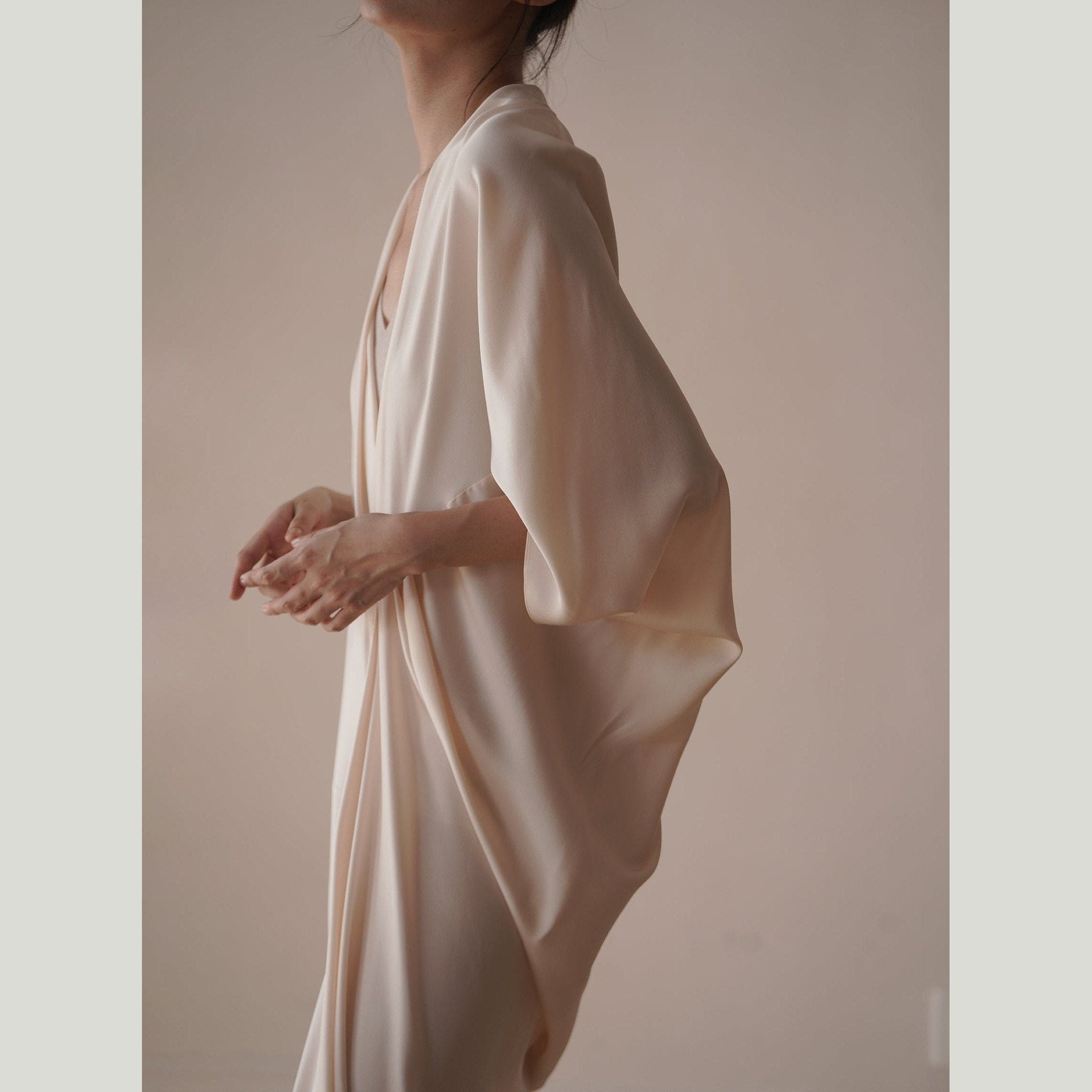 white silk dress