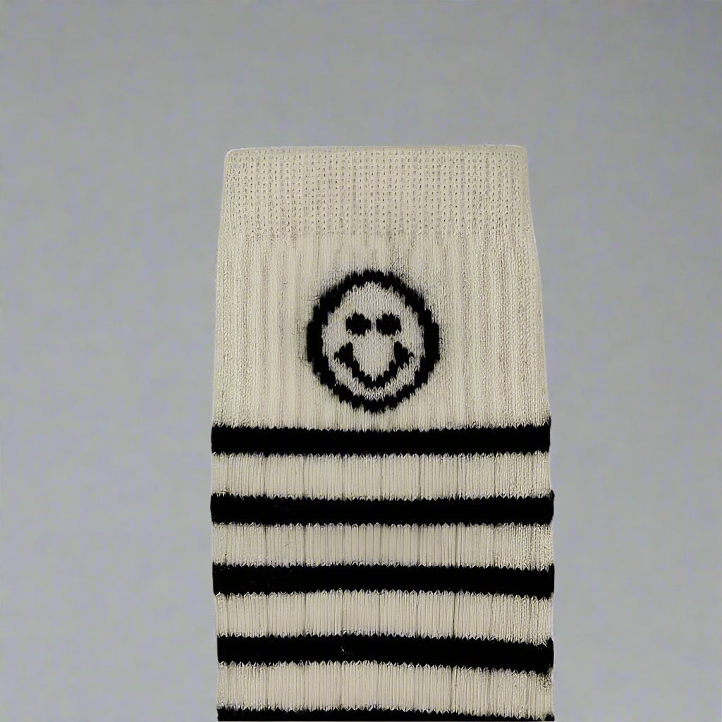 Breathable, cozy, and stylish—happy striped cashmere socks for every season.