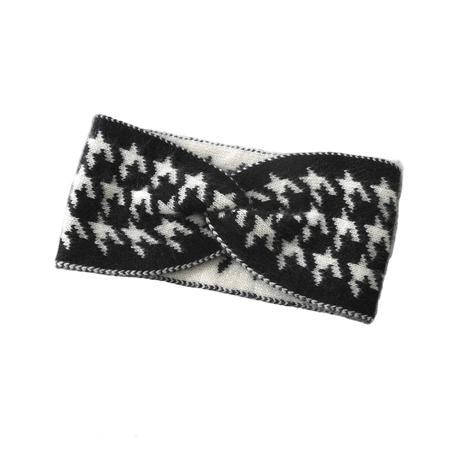 women's winter headbands​ in black houndstooth