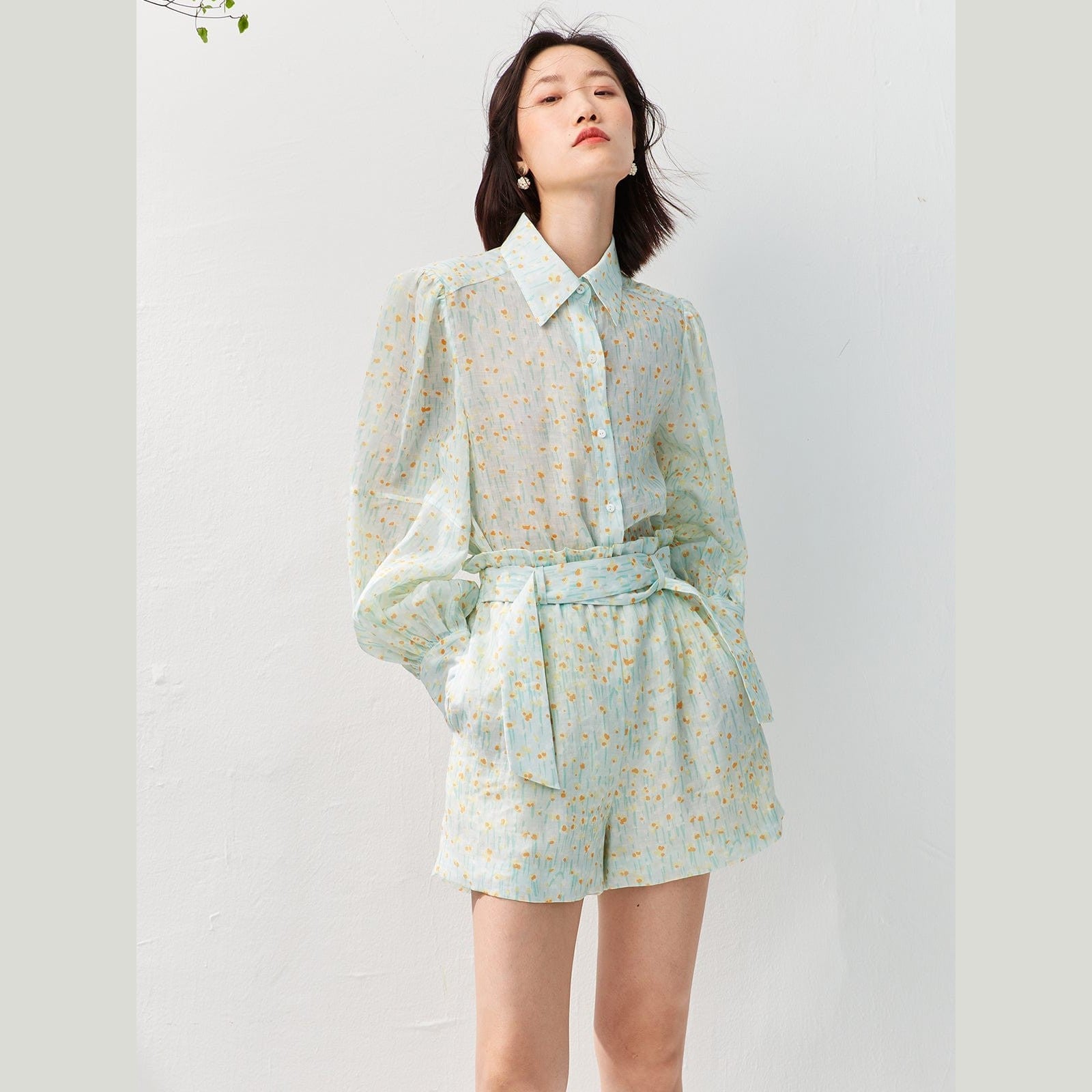 womens button down shirts long sleeve​ in ramie linen