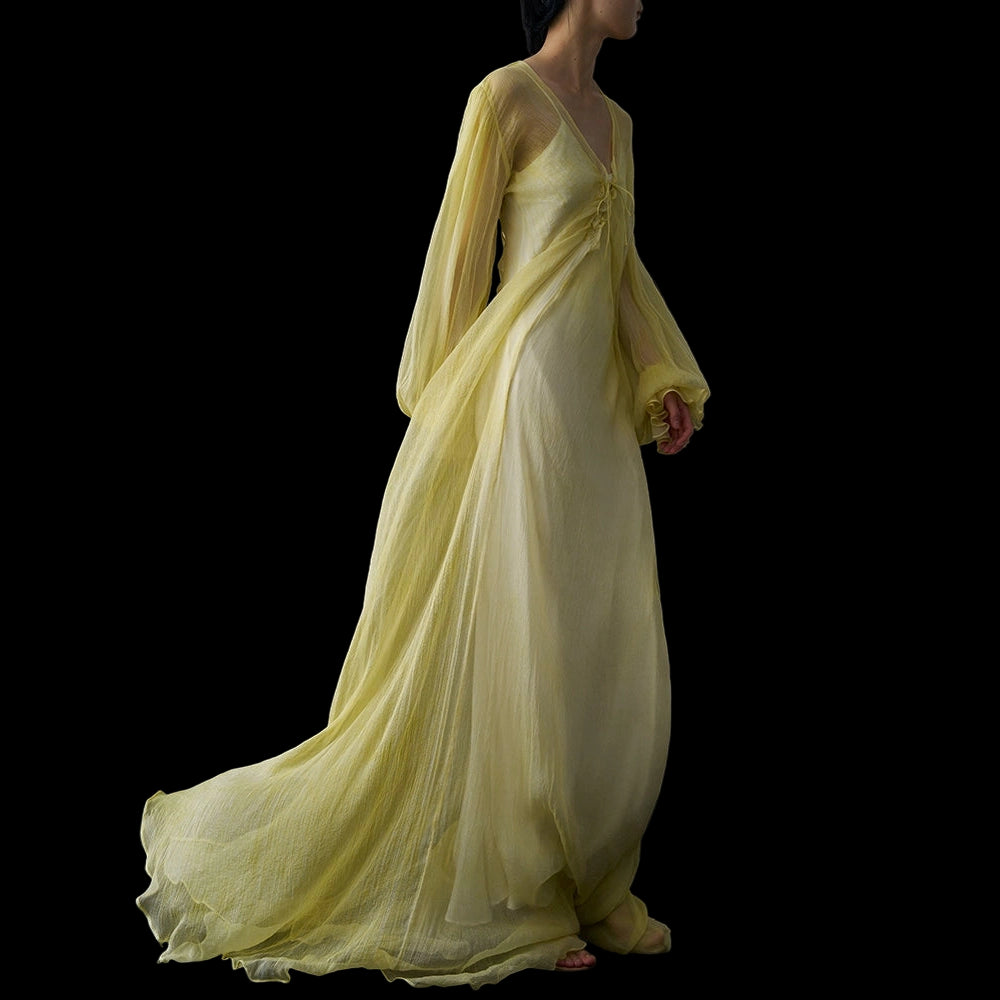 yellow gown
